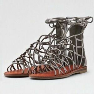 American Eagle Outfitters Caged Gladiator Sandal - Gunmetal - Size 8